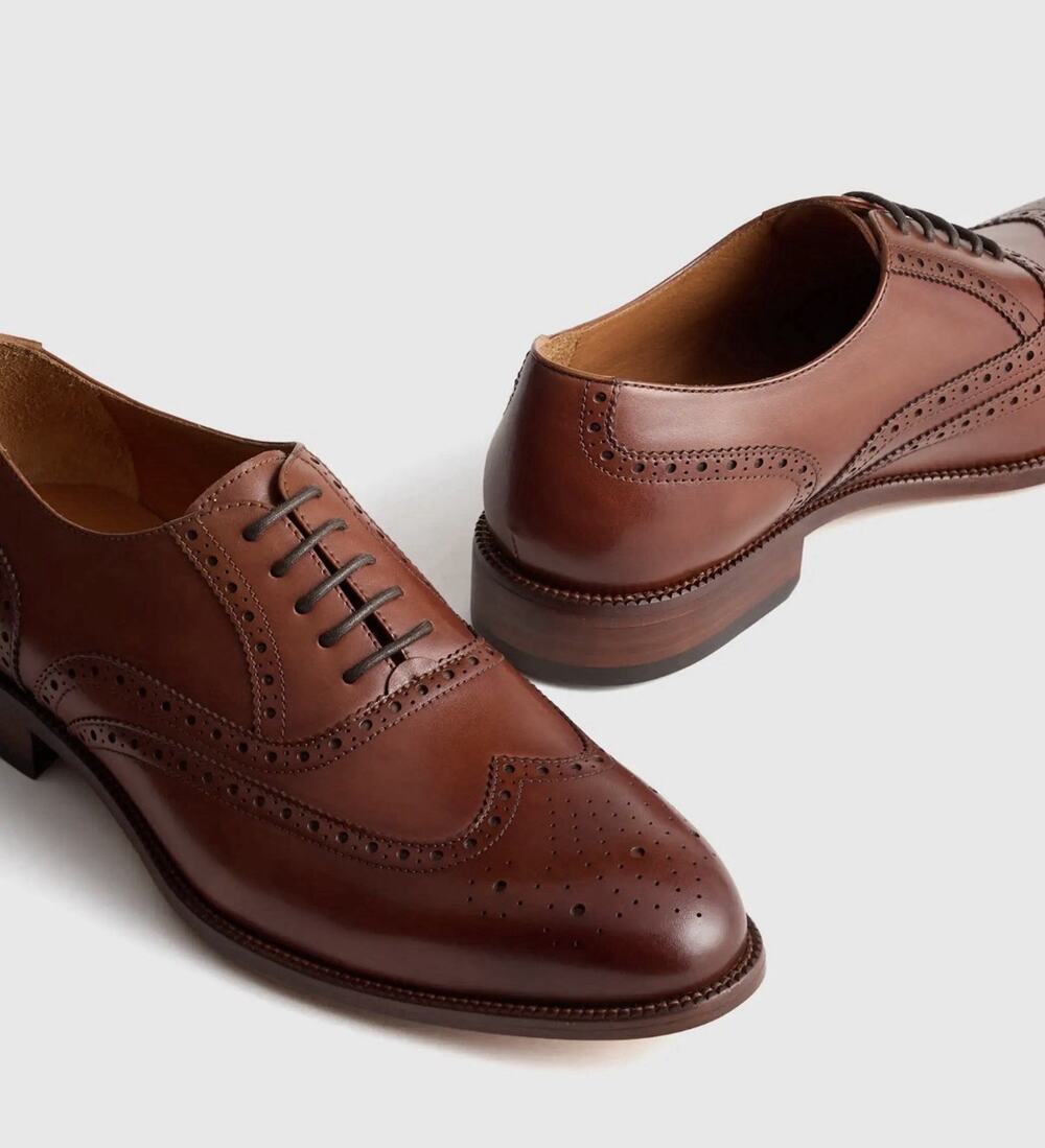 Quince Italian Leather Wingtip Oxford Shoes •Men 10• Cognac Lace Up $195
